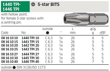 TPI 10 5-Star Bits (BAG OF 10EA)